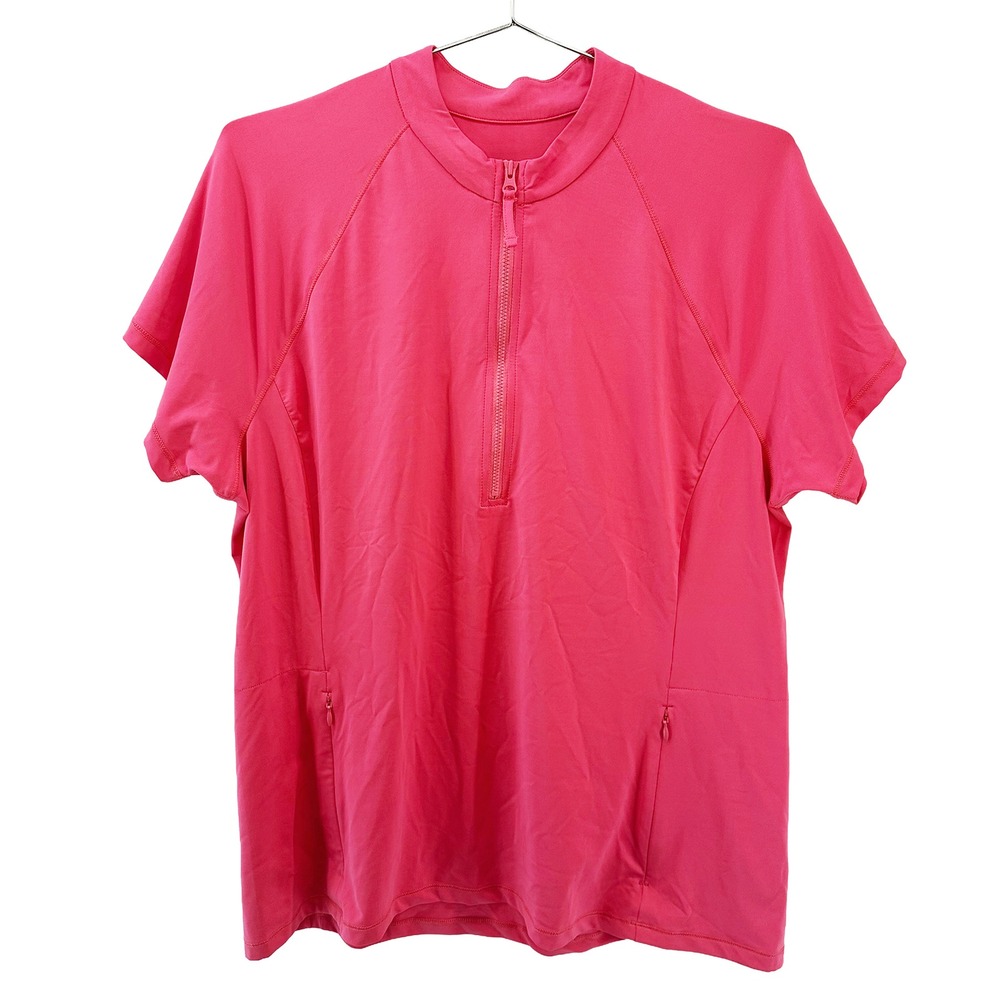 TITLE NINE Women's Sunbuster‎ 1/4 Zip Short Sleeve Top • XL • pink